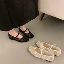 温柔仙女风玛丽珍鞋2025年春季法式优雅镂空蕾丝浅口内增高晚晚鞋