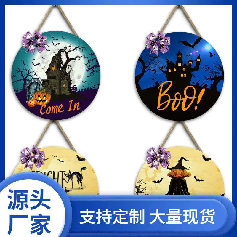 Настенное украшение на Хэллоуин, деревянная подвесная вывеска, праздничная атмосфера, украшение, деревянная вывеска, украшение для дома, подвесное украшение на Хэллоуин