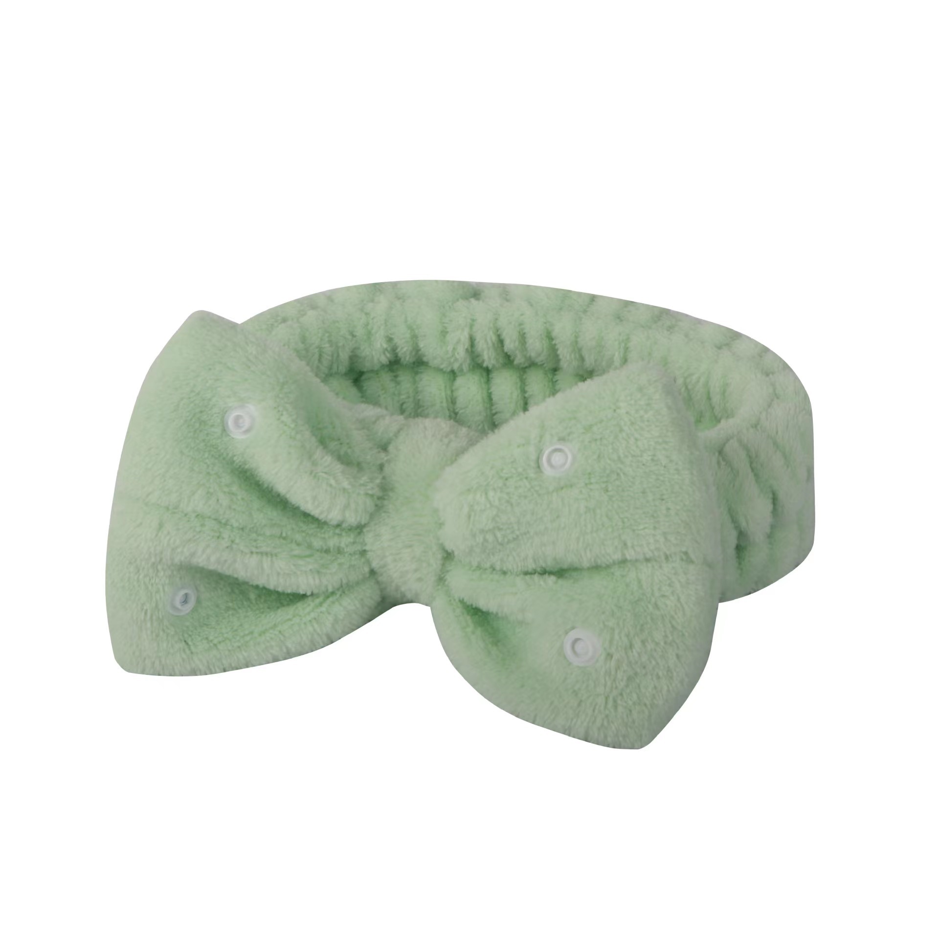 Nueva banda de pelo de estilo coreano para niñas lavado facial removedor de maquillaje multifuncional botón a presión pajarita pelo Color sólido