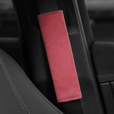 Seat belt shoulder pad: Pads, Suede Car Seat - 22cm-volcano-red-punch-breathable-style-one-pack