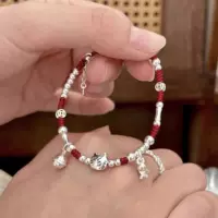 Новый девчачий браслет с сердечком, кошкой, рыбой, красной веревкой, кои, браслет года зодиака, плетеный браслет ручной работы с колокольчиком