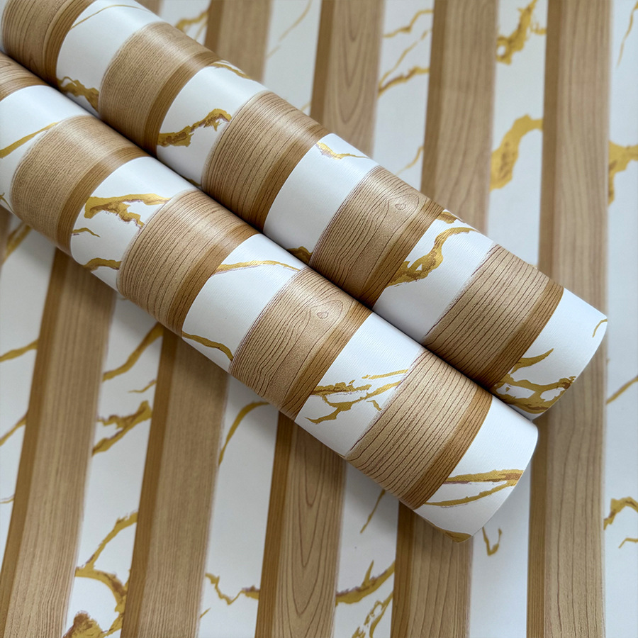Papel pintado autoadhesivo de madera y mármol negro y amarillo_voghion.com