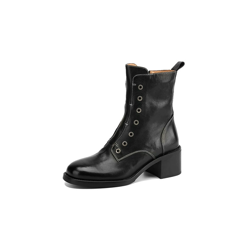 Martens, quality leather boots high heels with zipper