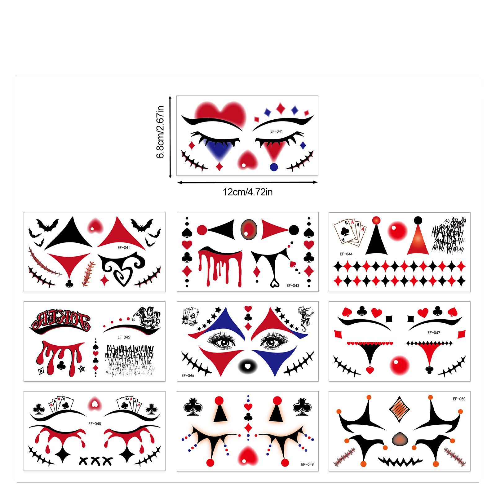 Tatuajes Temporales Faciales de Payaso Joker de Papel de Transferencia de Agua, Impermeable, para Halloween image 6