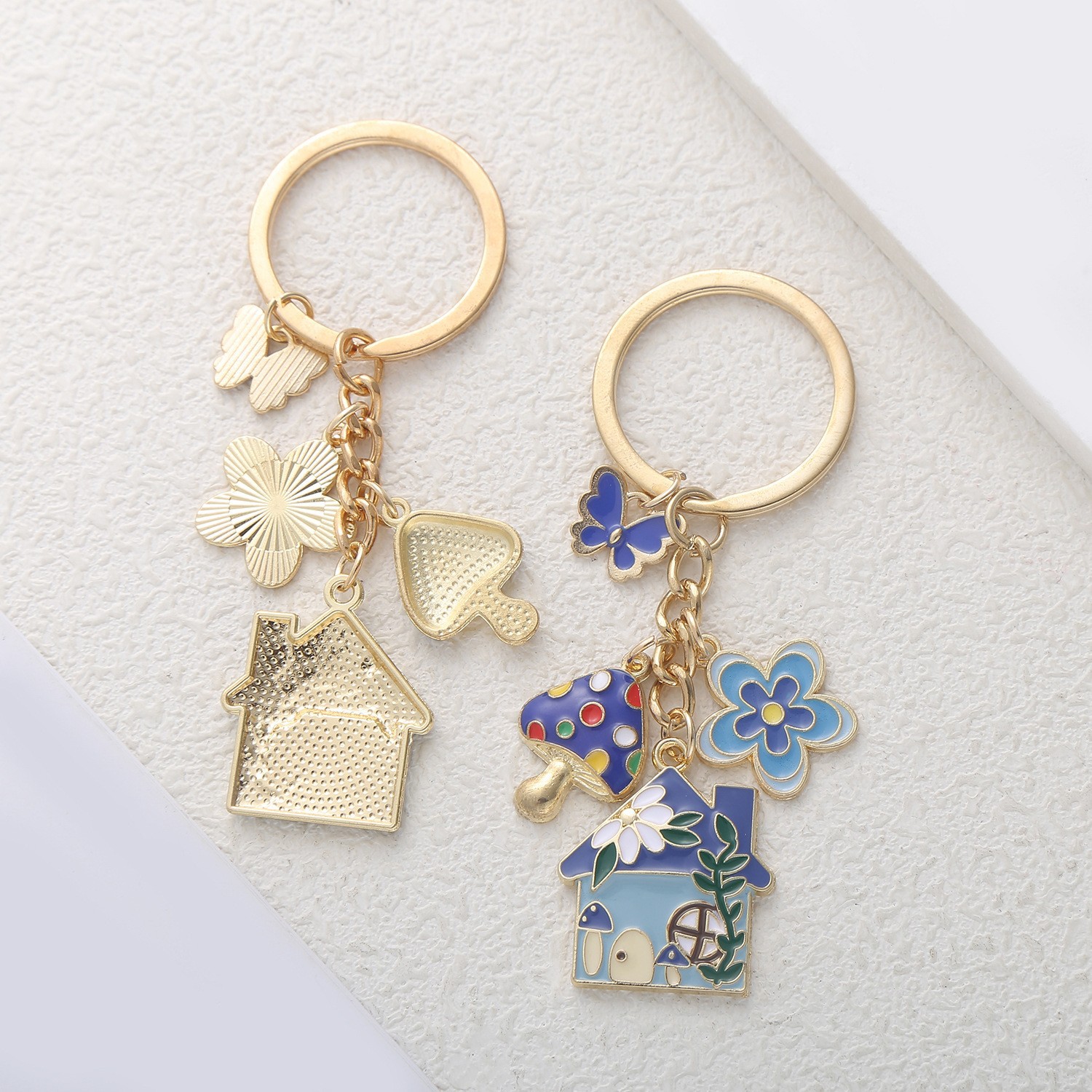Daily, Street Occasion 1 Piece 1 Set Cute Sweet Heart Shape Butterfly Alloy Enamel Bag Pendant Keychain