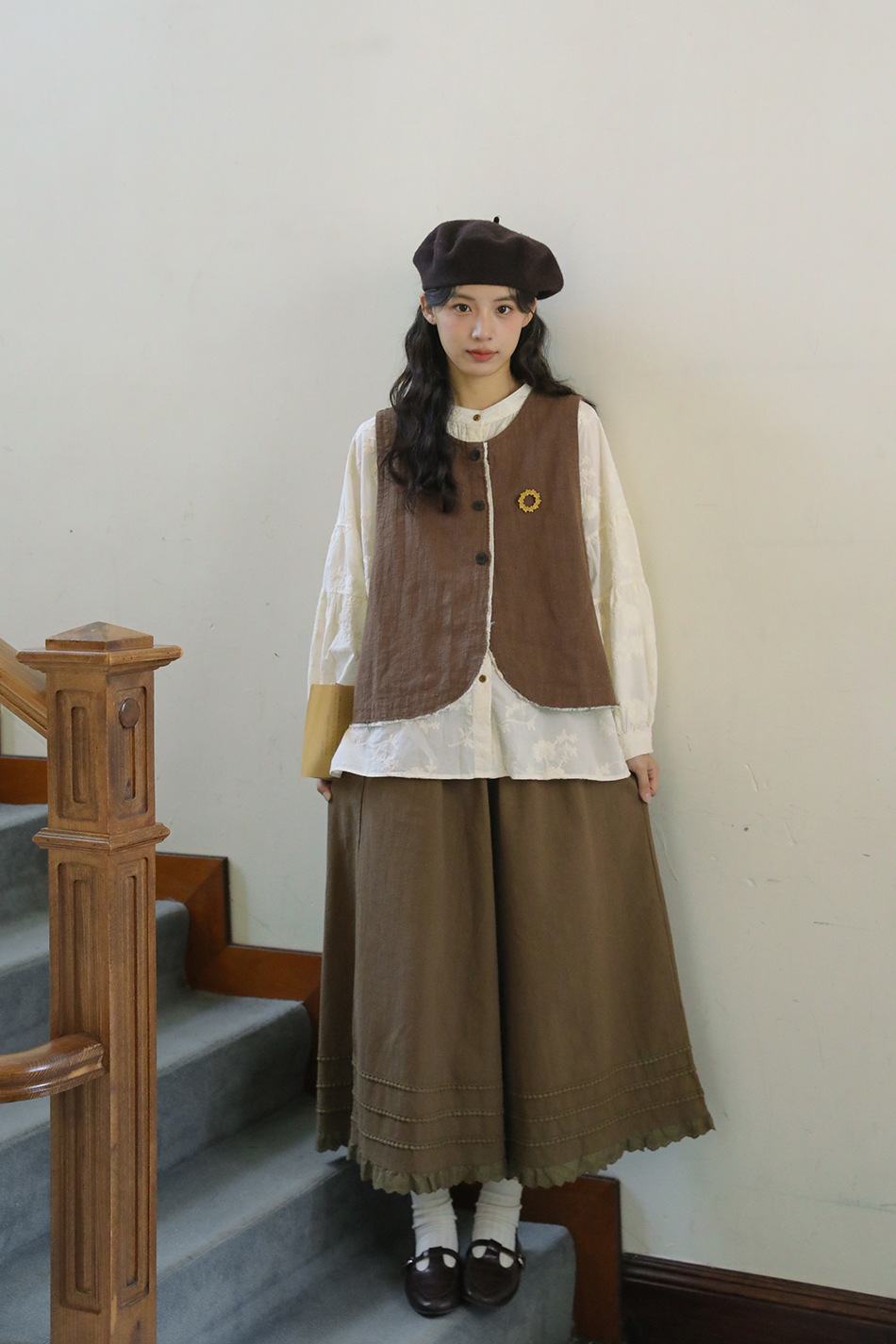 Real Shot: Japanese-style Design, Elaborate Embroidery, Pure Cotton Women's Shirt, Spring French Vintage High-end Shirt_ecoleips.com