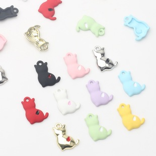 Korean version of alloy spray paint candy-colored kitten small fresh sweet small pendant pendant diy handmade jewelry materials