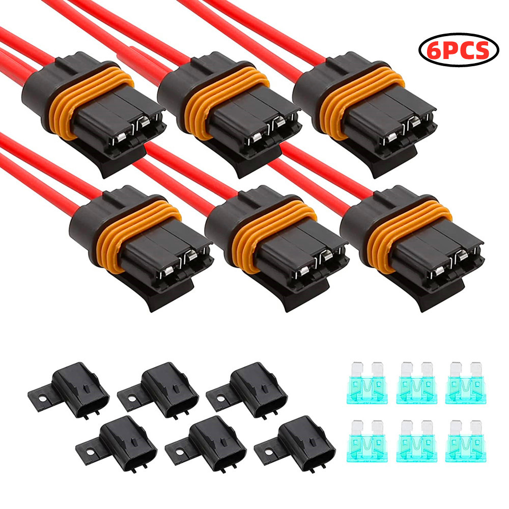 ZYLW 汽车/船用防风雨刀片式 ATO/ATC 保险丝盒12 AWG,30A 6 件装