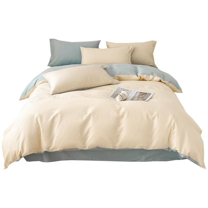 Luz de lujo alto algodón de lana larga cuatro piezas de sábanas de algodón cubierta de colcha de algodón dormitorio individual tres piezas de ropa de cama