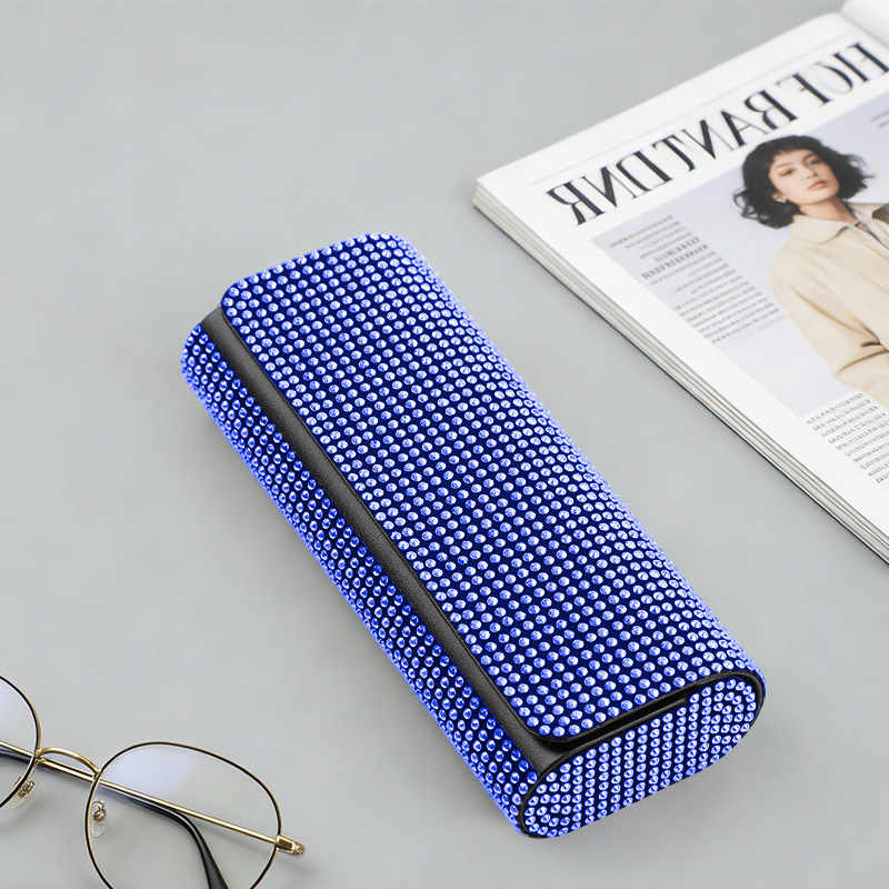 New Style Diamond-Encrusted Double Oval Glasses Case with a High-End Feel, Portable Anti-Pressure Sunglasses Case, Myopia Glasses Storage Box Wholesale