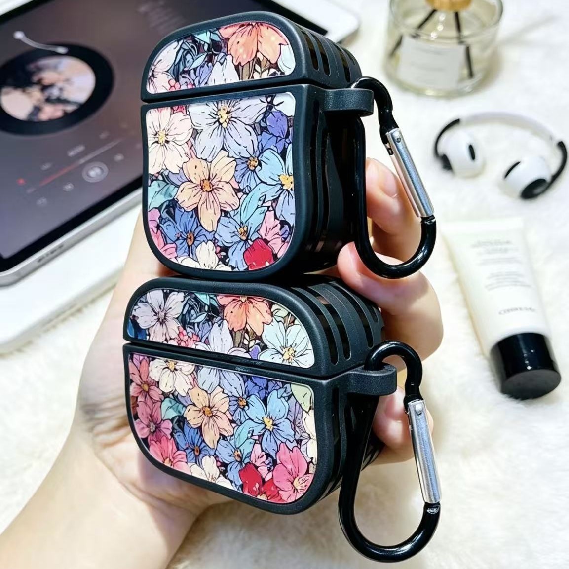 Tinta de color flor mar pequeña cintura gorda casca de auriculares para Apple Airpods pro3 casca de auriculares de alta calidad anti-rascaraduras