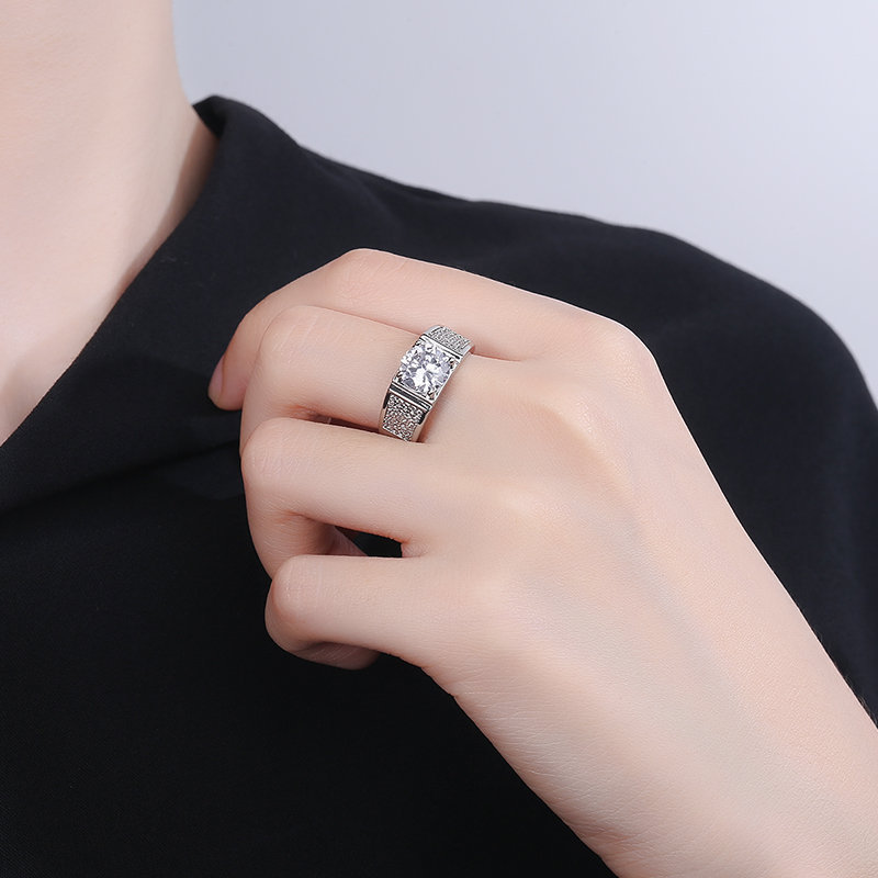 Herre ring justerbar elegant med diamanter modesmykker_voghion.com