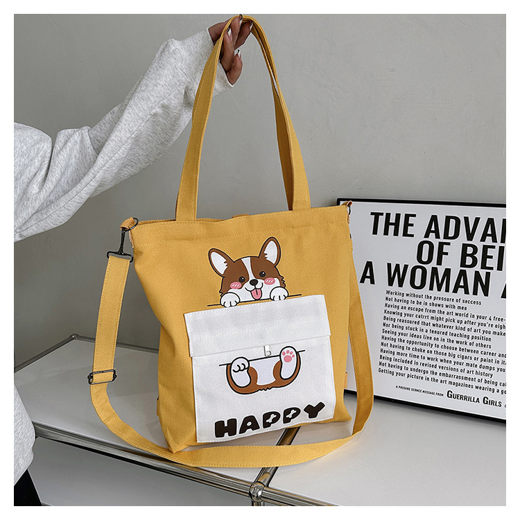 Women's Medium Canvas Animal Letter Basic Square Zipper Canvas Bag display picture 7