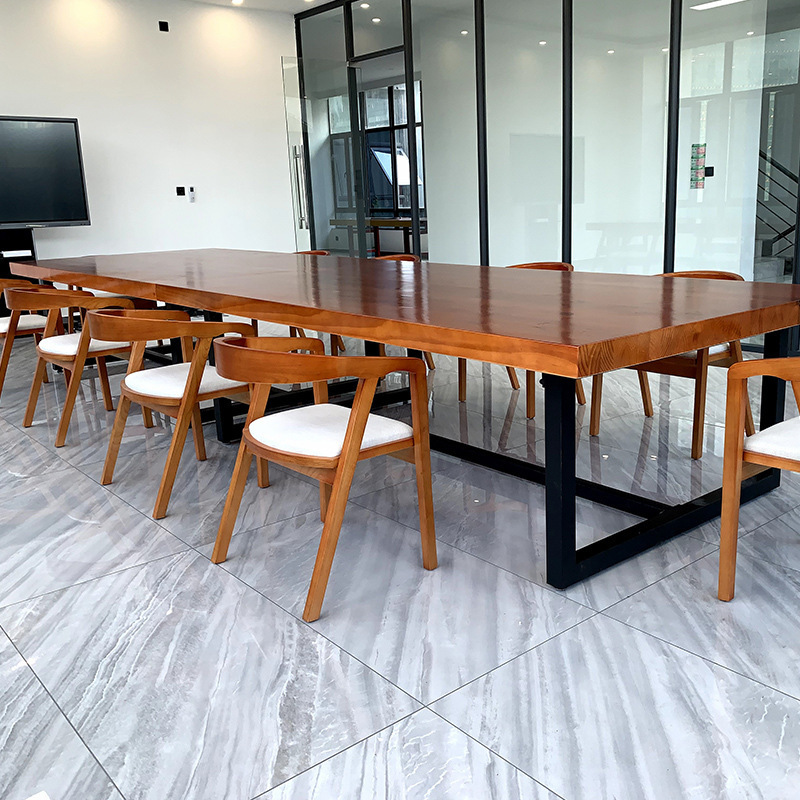 Solid Wood Conference Table Long Table Simple Modern Desk Industrial Style Long Large Table Scandinavian Negotiation Table and Chair Combination