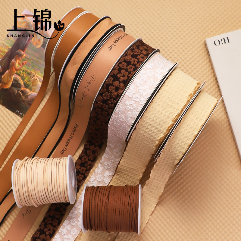 Maillard ribbon flower bouquet ribbon floral ribbon bow coffee milk tea color deerskin Velvet Maillard ribbon flower bouquet ribbon floral ribbon bow coffee milk tea color deerskin Velvet