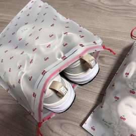 束口袋衣服鞋子旅行收纳袋透明樱桃图可爱收纳袋装鞋袋防尘抽绳