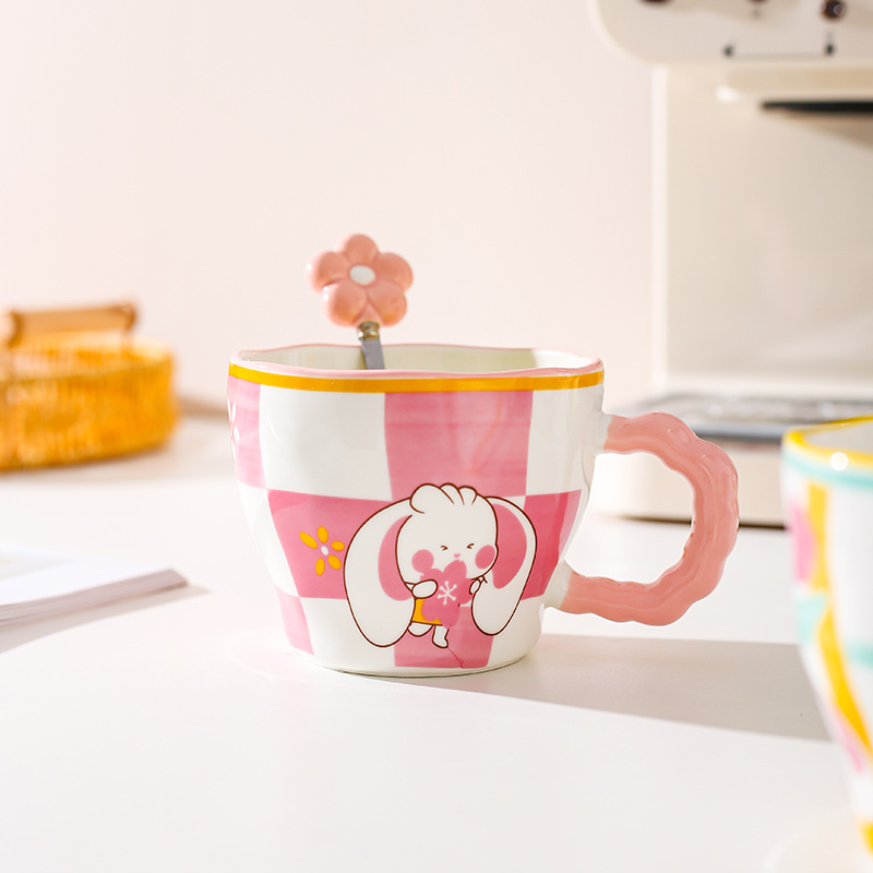Creativo lindo conejo Taza de cerámica Oficina regalo taza de café taza de agua taza de desayuno