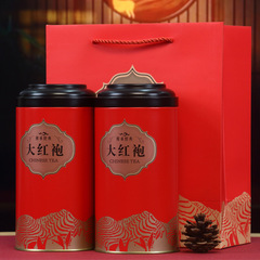 大紅の服の茶の濃い香りの型の贈り物の箱のシナモンの岩のお茶はばら積みして福建の武夷の高山の烏龍の缶を詰めて卸売りします。