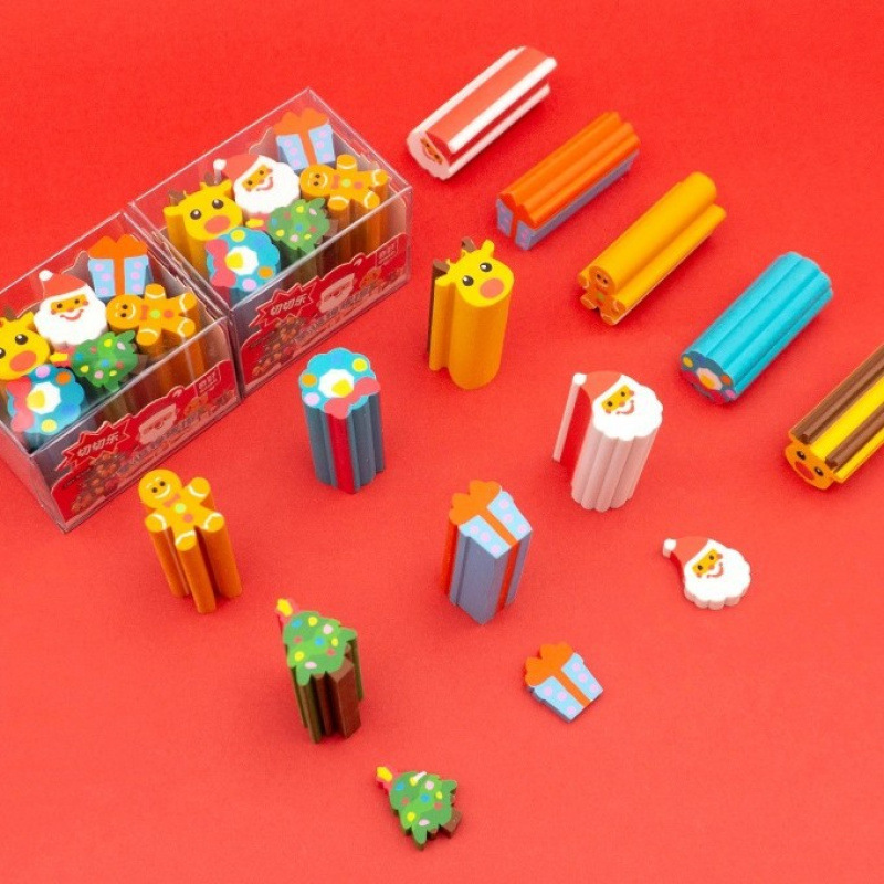 Papelería con tema de Navidad Papá Noel árbol de Navidad para estudiantes de primaria lápiz borracha borracha cortable