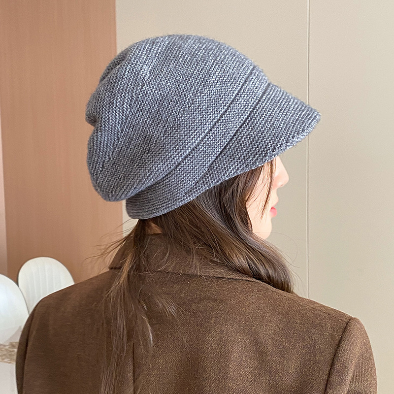 Gorro de punto para mujer otoño invierno cálido con orejeras_voghion.com