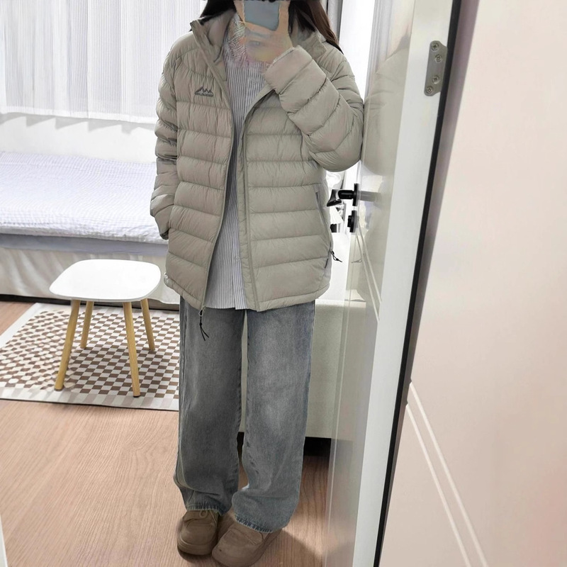 排骨轻薄棉服女短款2025年新款休闲运动简约连帽纯色冬季棉袄外套|undefined