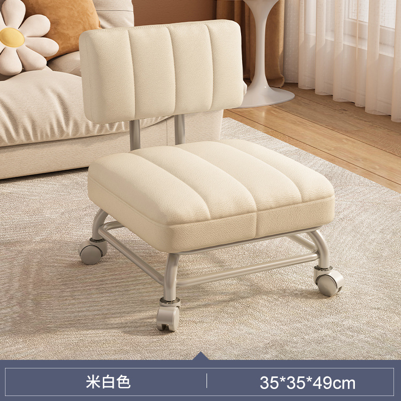 Polia taburete bajo taburete de belleza para niños con artefactos de bambú taburete redondo rueda universal taburete pequeño taburete doméstico se puede apilar