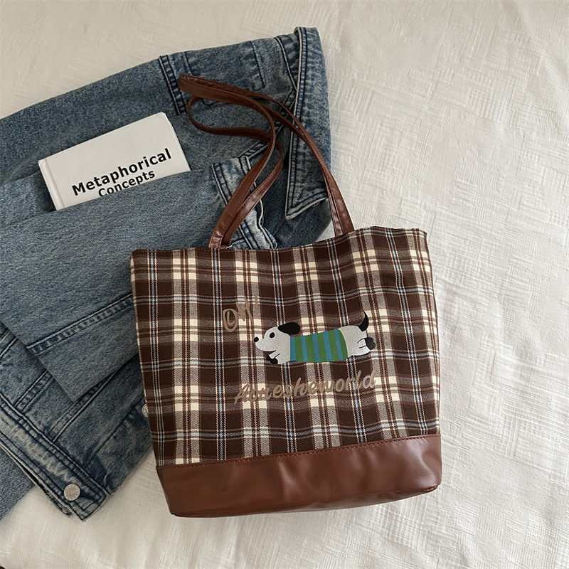 Bolsa de gran capacidad de superfuego para mujeres 2024 nuevo lindo perro salchicha bolso de hombro cuadrado otoño y invierno bolso de tote universal