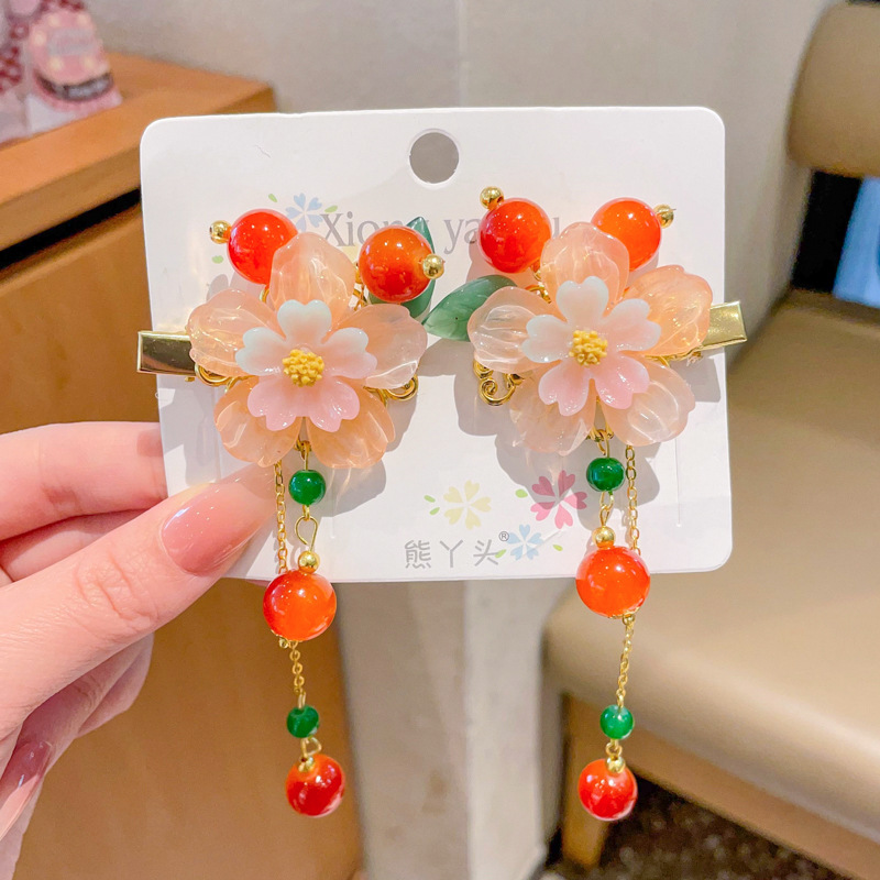 Chica de Hanfu tocado de los niños traje antiguo princesa borla horquilla estilo chino niña paso horquilla clip de pelo