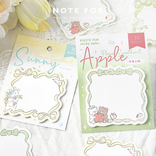 NOTE FOR Sticky Notes - Cute Sweet Heart Series, Japanese Fresh Girl N-Count Student Memo Paper
