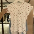 White Sleeve Lace Short Sleeve [Pink Ditsy Floral] **Tall