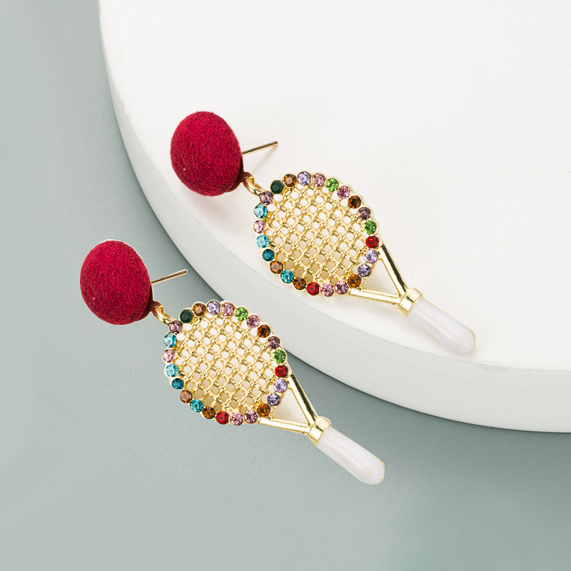 New Alloy Diamond Tennis Racket Earrings display picture 5
