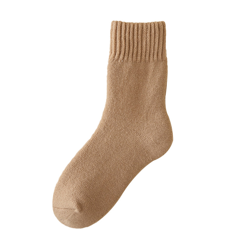 11-farbige Herbst- und Wintersocken für Damen mit gebürstetem Fleecefutter, verdickte, warme, wachsartige Bodensocken, Mondsocken, einfarbig gebürstete Socken_voghion.com