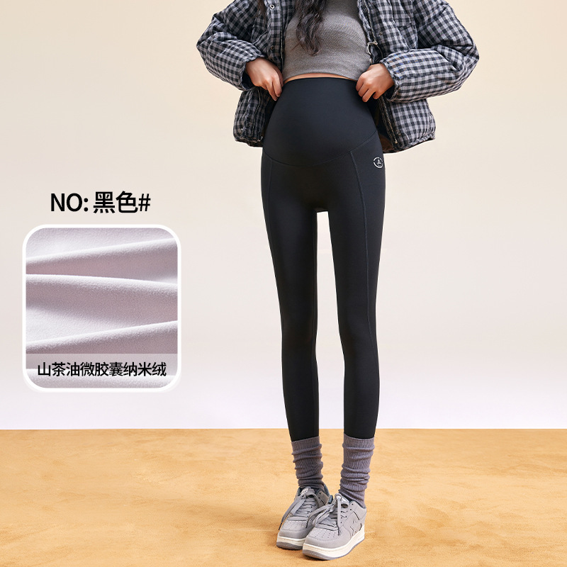 孕妇鲨鱼裤冬季加厚高腰托腹瑜伽裤新款加绒保暖高弹力提臀打底裤|undefined