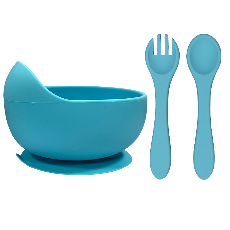 포크, 스푼, 그릇 3종 세트-블루