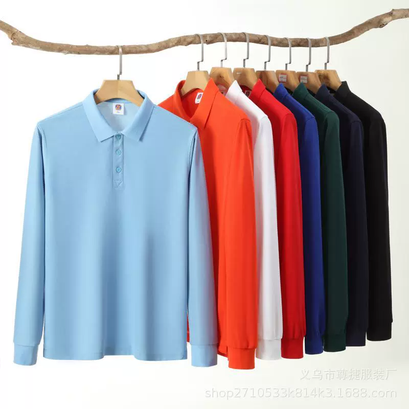 Длиннорубашечная поло с вышитым принтом, деловая рабочая одежда, рубашка с лацканами, культурная рубашка, командная футболка с индивидуальным логотипом
