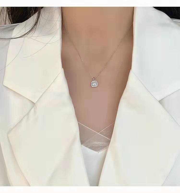 Simple Style Style 925 Sterling Silver Zircon Plating Geometric Pendant Necklace