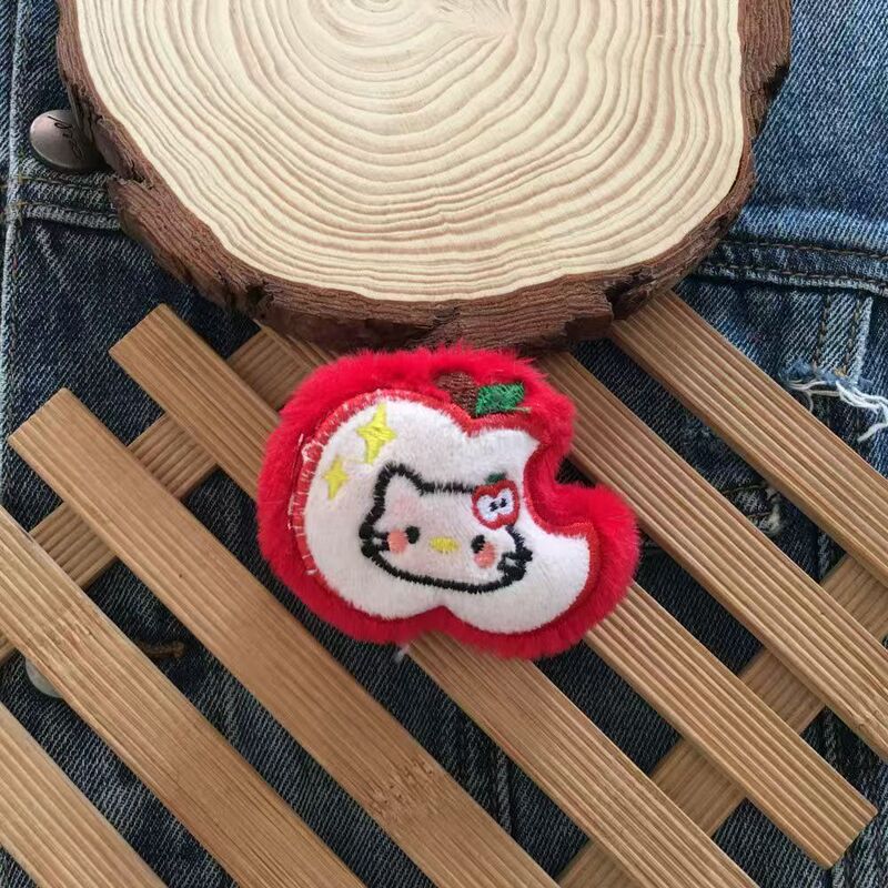 卡通猫咪苹果毛绒钥匙扣学生奖励礼品幼儿园书包包挂饰儿童小礼物|undefined