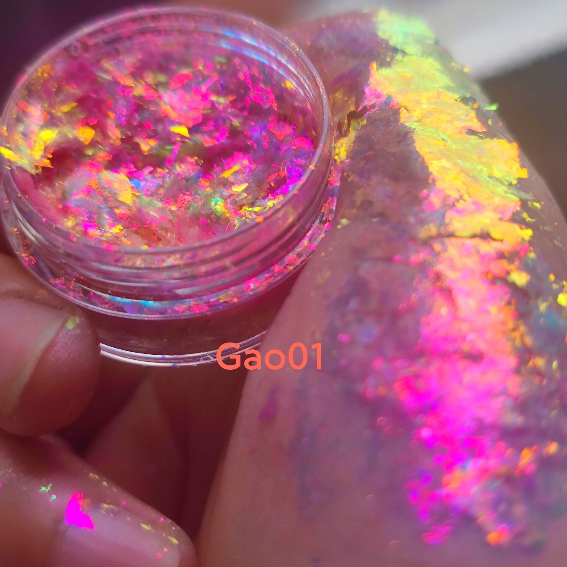 跨境批发新品GAO系列高光幻彩变色龙偏光粗片opal flake 0.2g
