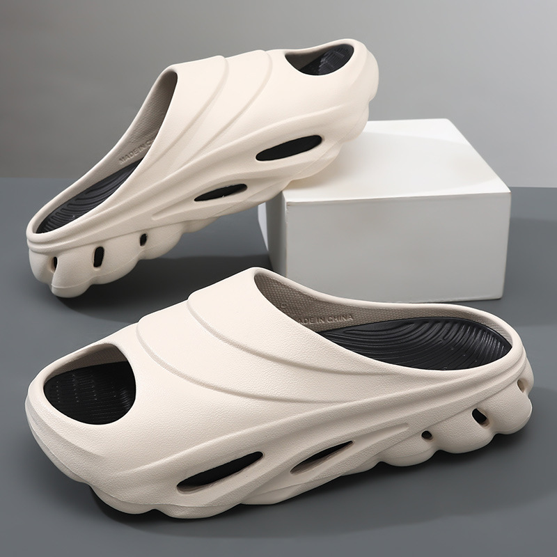 Men's Slippers for Outer Wear Summer Thick-Soled Slippers Eva Wear-Resistant Cut Out Non-Slip Breathable Beach Camping Style Sandals