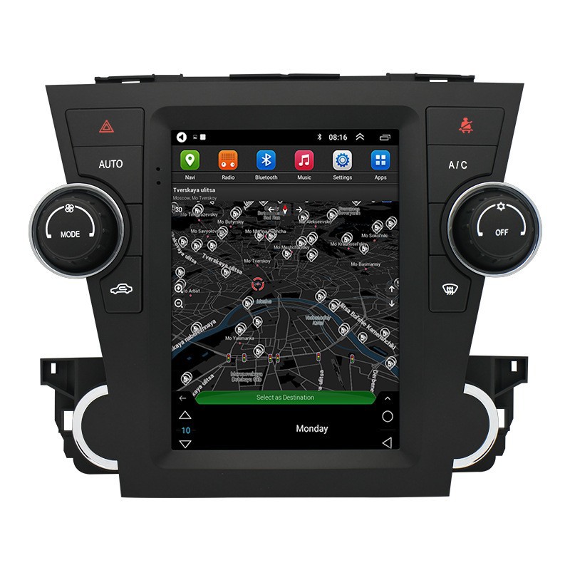 Aplicable a 09-12 Highlander pantalla vertical Android GPS inteligente navegación del coche mp5 reproductor GPS
