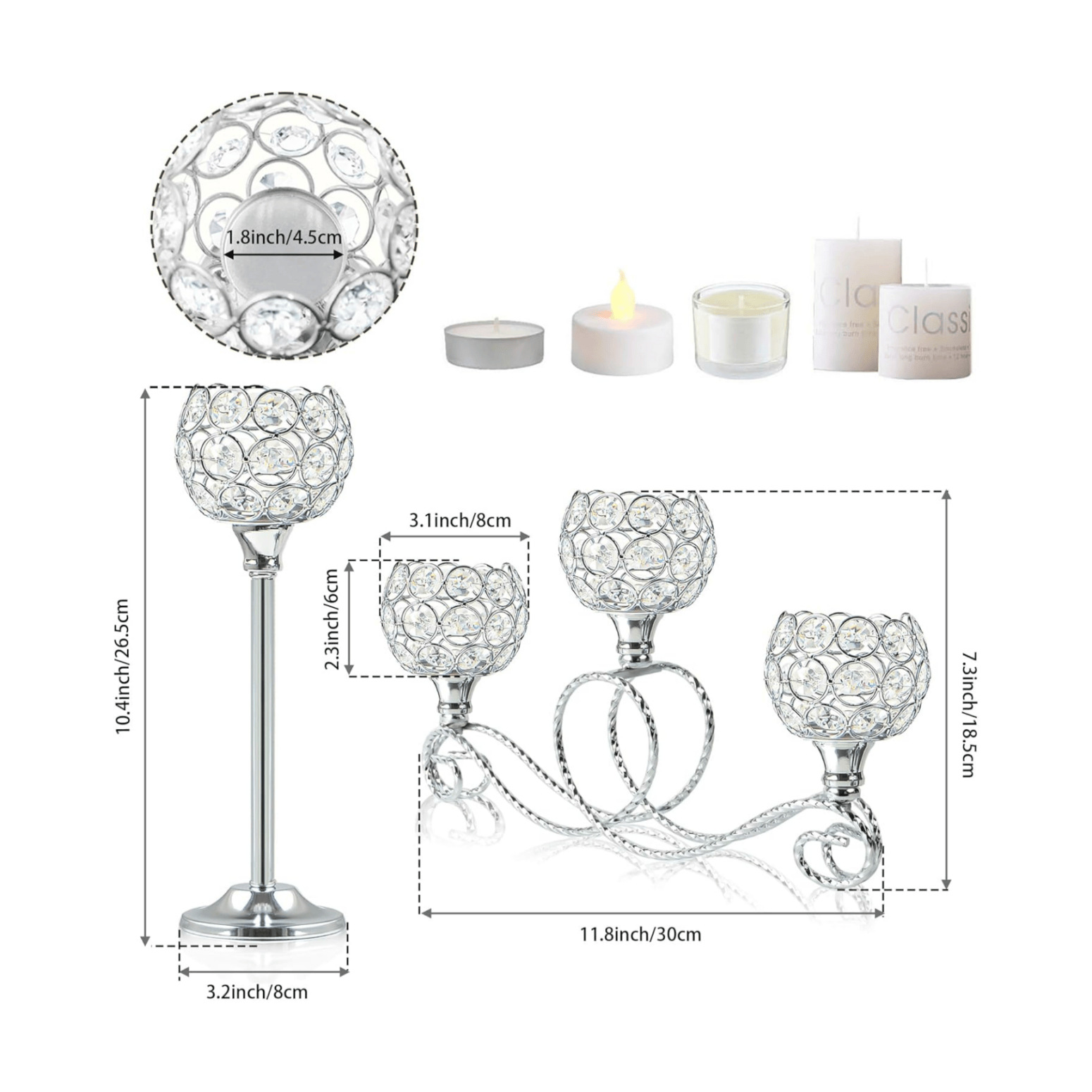 Enchapado de metal moderno nórdico 3 cabezas 5 brazos combinación candelabro de cristal elegante mesa de boda centro decoración candelabro