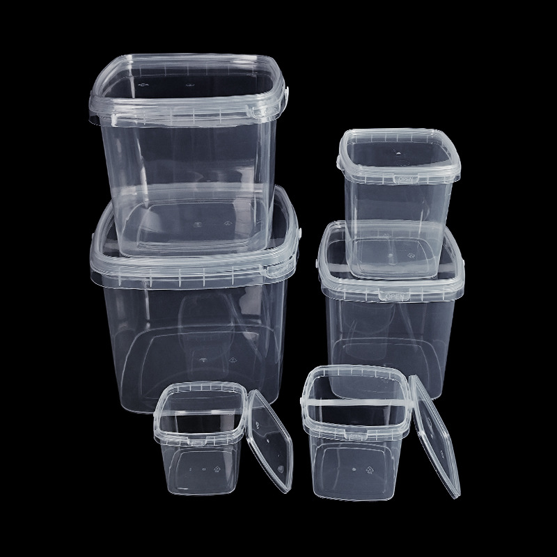 Transparent plastic carry-on square bucket with leak-proof seal, PP bucket for freeze-dried food, children's toys, building blocks storage bucket