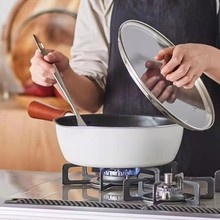 出口日本24cm大金涂层多功能深煎锅炒锅平底锅不粘锅带不锈钢滤网