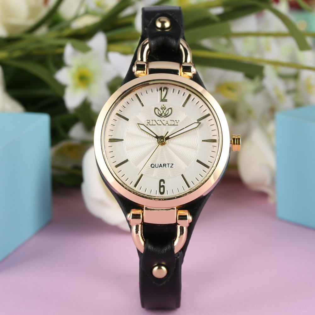 Orologio da donna alla moda, elegante orologio al quarzo in pelle, cinturino sottile, quadrante semplice da donna_voghion.com