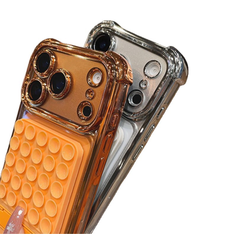 Soporte de ventosa de silicona para iPhone17promax teléfono móvil de silicona Apple 15 cubierta de cuatro esquinas galvanizadas