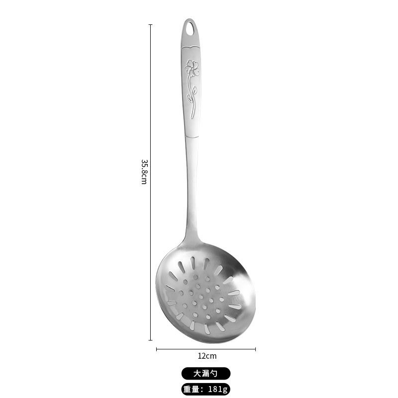 調理スプーンとスパチュラセット、花柄ハンドル付きキッチン用品、ステンレス製スパチュラ、調理用スパチュラ、厚みのあるスープスプーン、家庭用キッチン用品|undefined
