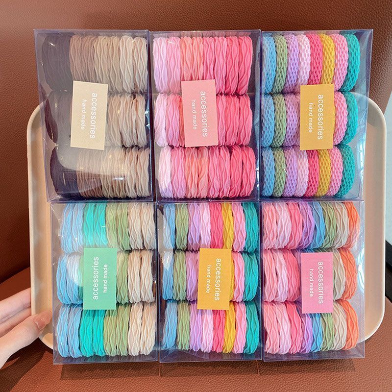 Niños corda de cabello de color macarón niñas corda de cabello de alta elasticidad corda de cabello de corda de cabello gruesa simple anillo de toalla de cola de caballo