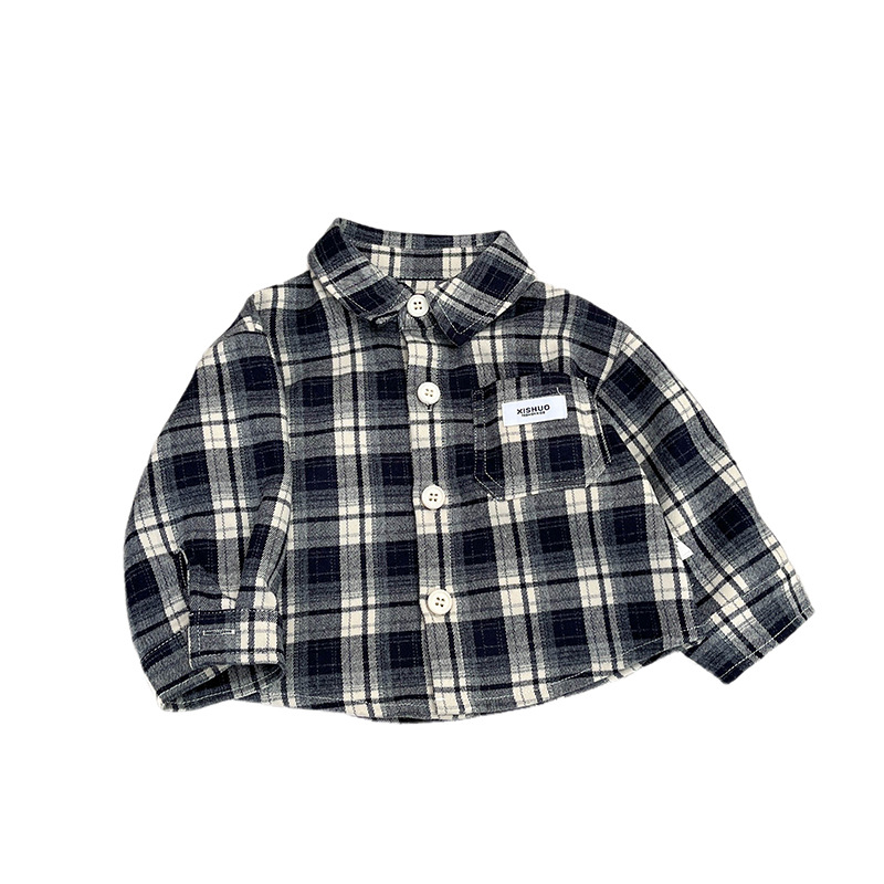 Camisas a cuadros para bebés coreanos de primavera y otoño, camisas de primavera delgadas de moda para bebés, chaqueta de moda universal