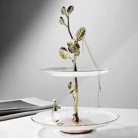 轻奢水果盘家用客厅茶几创意双层蛋糕架下午茶点心盘装饰甜品摆件