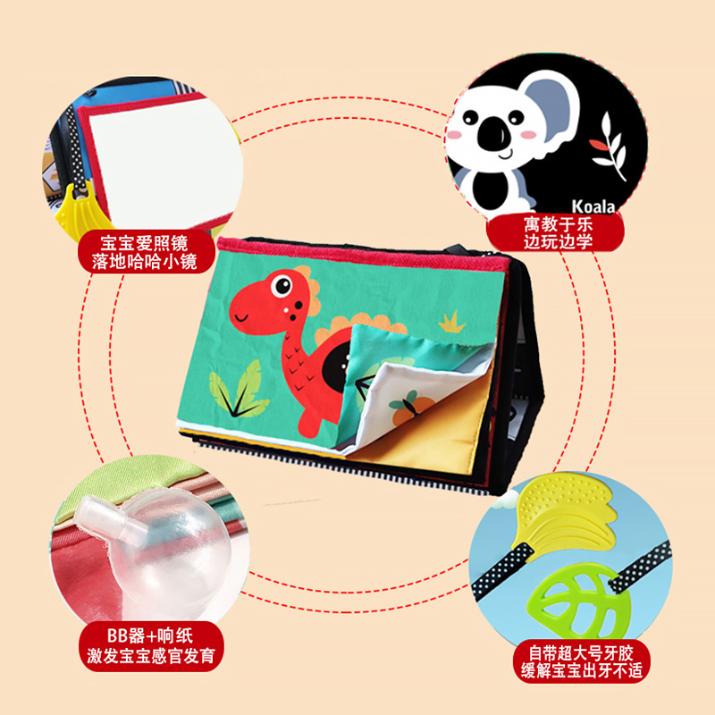 Libro de tela harem transfronterizo Coche colgante plegable cabeza entrenamiento bebé color cognitivo infantil educación temprana libro de tela